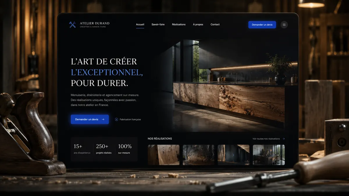 Site artisan cuisine sur mesure premium